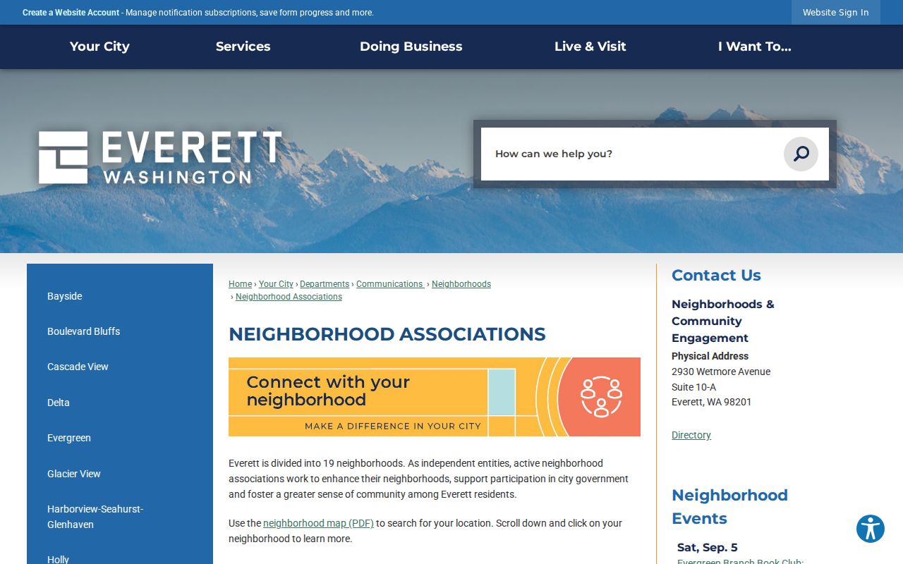 Snohomish County neighbors lookup Everett neighborhood associations