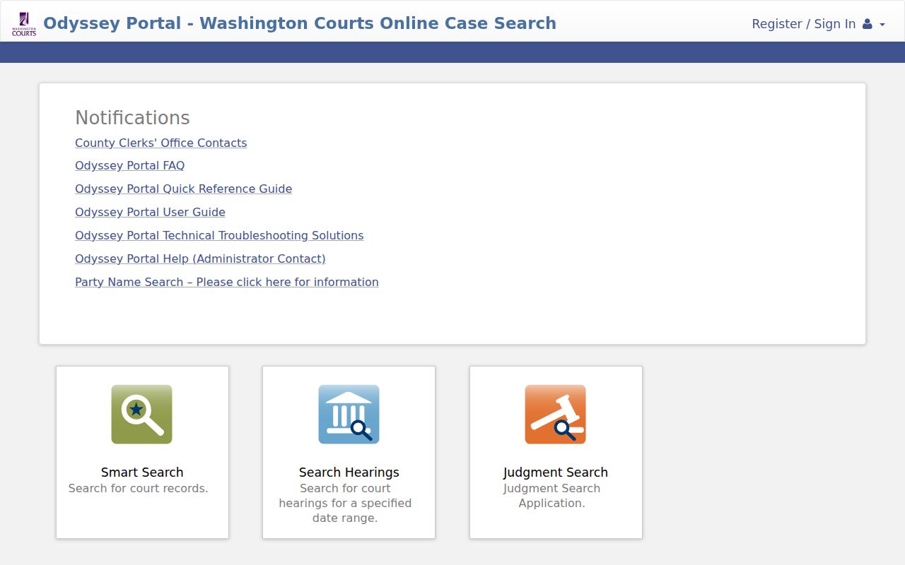 Snohomish County resident lookup Odyssey court portal